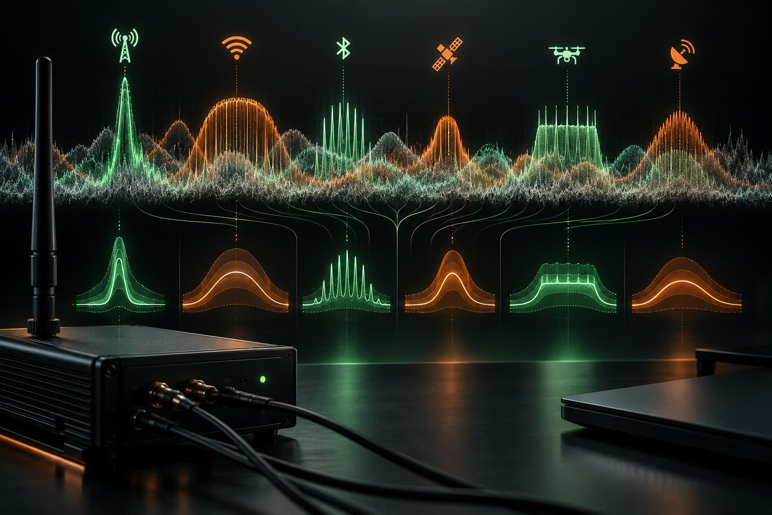 Des signaux radio superposés sont classés avec une estimation d’incertitude.