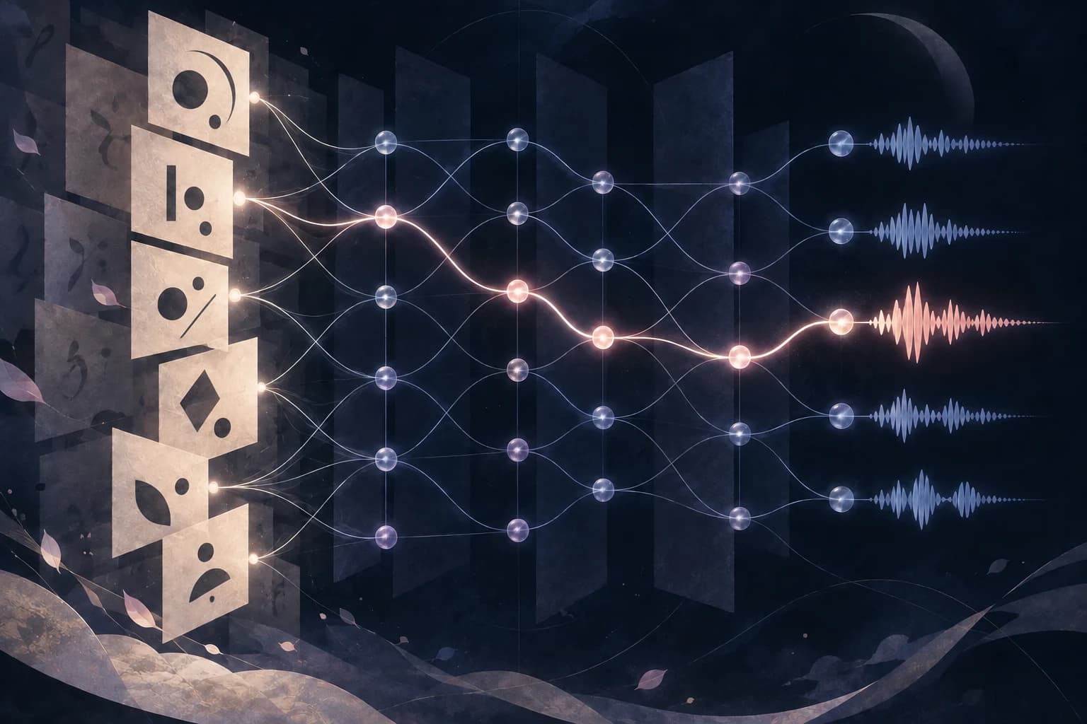 Une lattice relie graphèmes et prononciations japonaises sous contraintes lexicales.