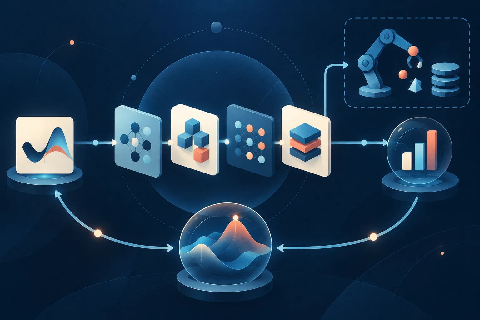 Des modules DSPy composent un programme expérimental autour d’une boucle de métrique et de validation.