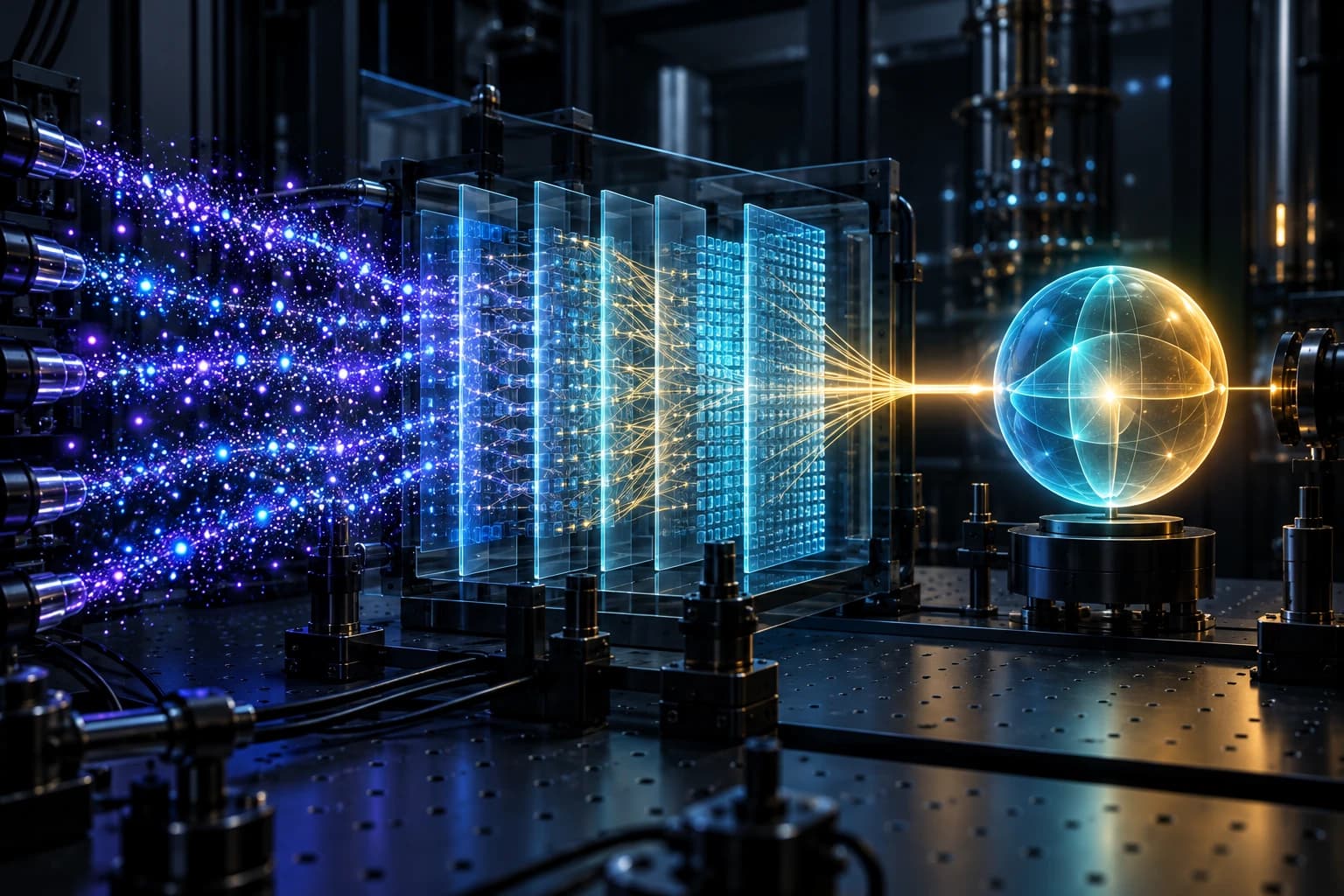 Un Transformer reconstruit un état quantique à partir de mesures photoniques bruitées.
