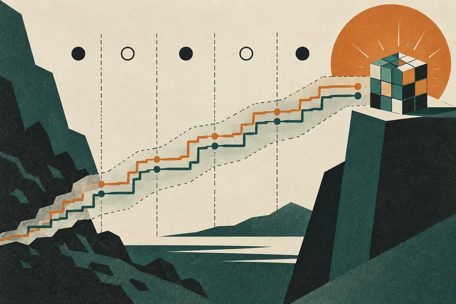 Un réseau quantifié à deux couches avec des trajectoires comparées.