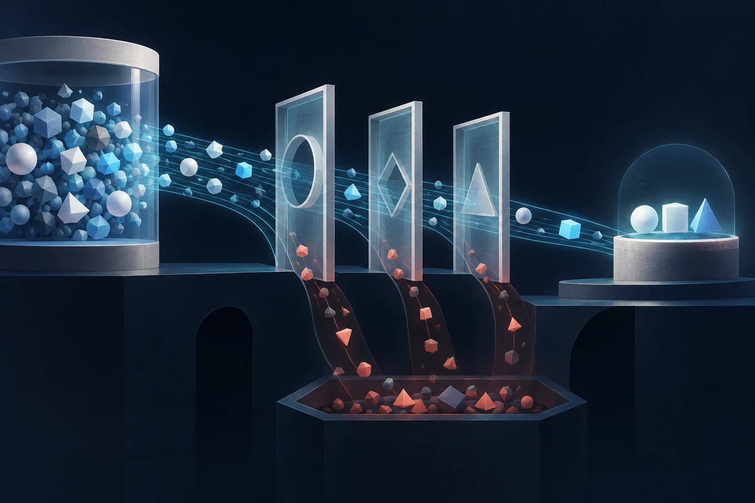 Des candidates de compétences franchissent des portillons de support, réparation et régression avant admission.
